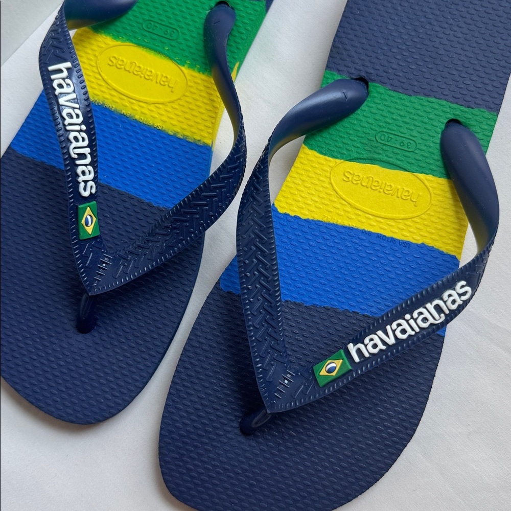 Havaianas Navy and Striped Flip Flops